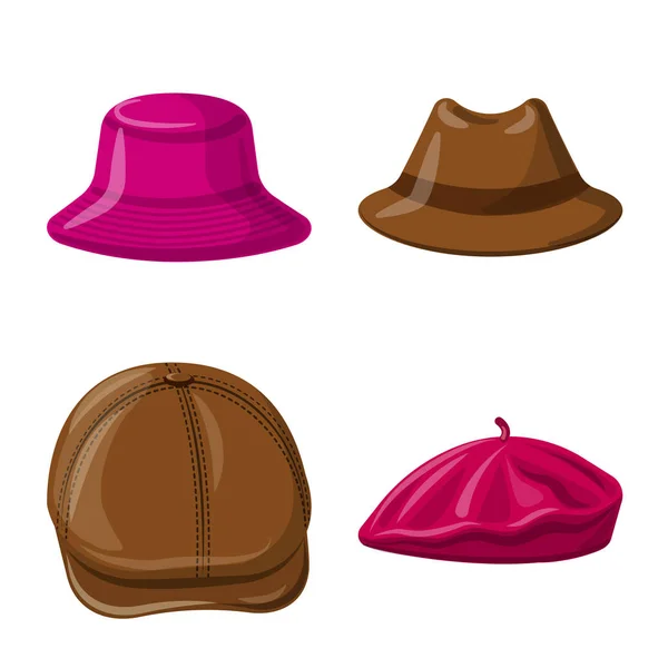 Projeto vetorial de chapéus e chapéus. Coleção de chapéus e acessórios ilustração vetorial . — Vetor de Stock