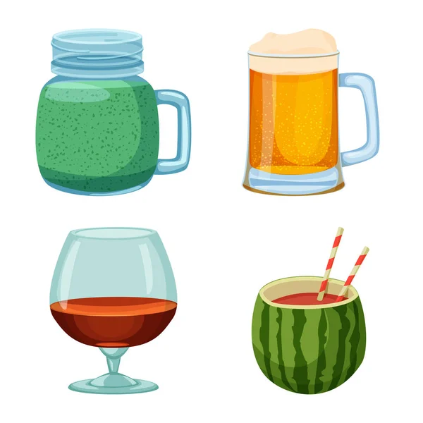 Vector design of drink and bar icon. Set of drink and party stock vector illustration. — Stock Vector