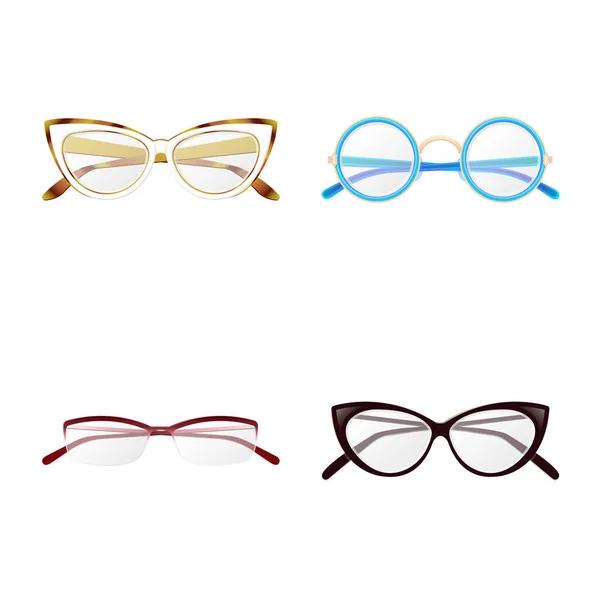 Objet isolé de lunettes et symbole de monture. Collection de lunettes et icône vectorielle accessoire pour stock . — Image vectorielle