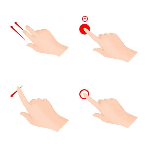 Objeto isolado de tela sensível ao toque e sinal de mão. Coleção de tela sensível ao toque e ícone de vetor de toque para estoque . — Vetor de Stock