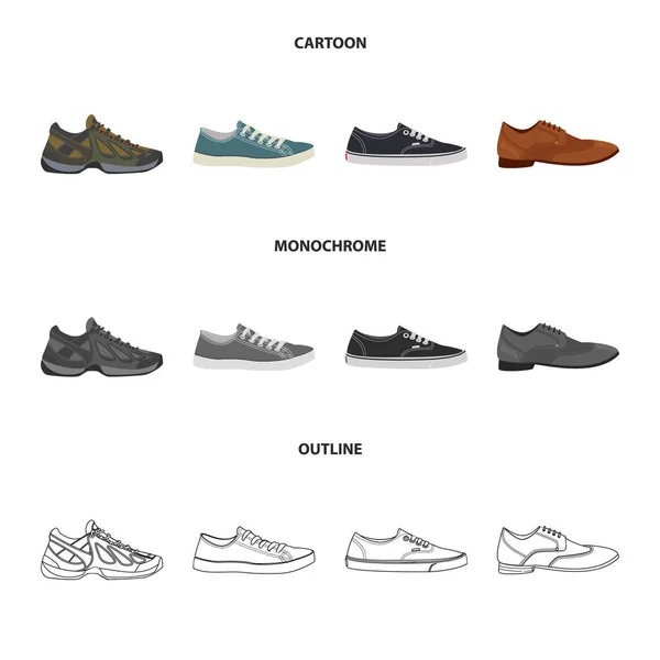 Vectorillustratie van schoenen en schoeisel symbool. Collectie van schoen en voet aandelensymbool voor web. — Stockvector