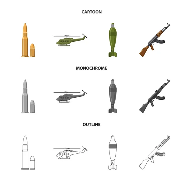 Objet isolé de l'arme et l'icône du pistolet. Ensemble d'armes et d'icône vectorielle de l'armée pour le stock . — Image vectorielle