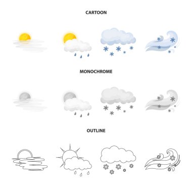 Hava ve İklim simge vektör Illustration. Hava ve bulut hisse senedi vektör çizim topluluğu.