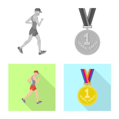 Spor ve kazanan simge vektör tasarımı. Hisse senedi için spor ve fitness vektör simge kümesi.