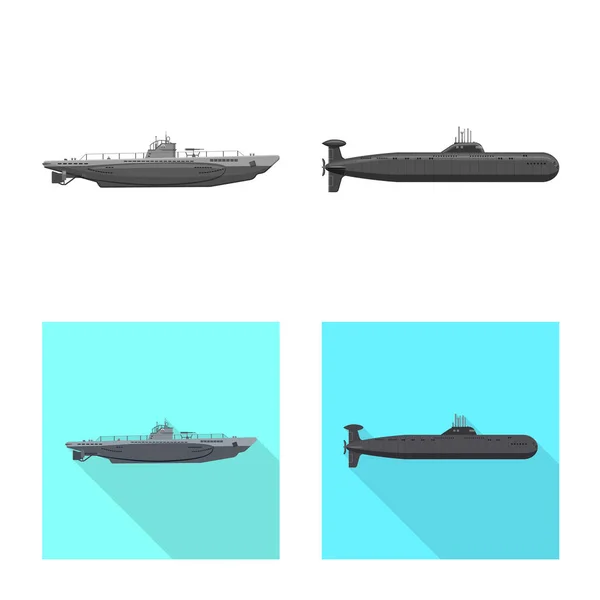 Векторное оформление иконы войны и корабля. Коллекция векторной иллюстрации военного и флота . — стоковый вектор