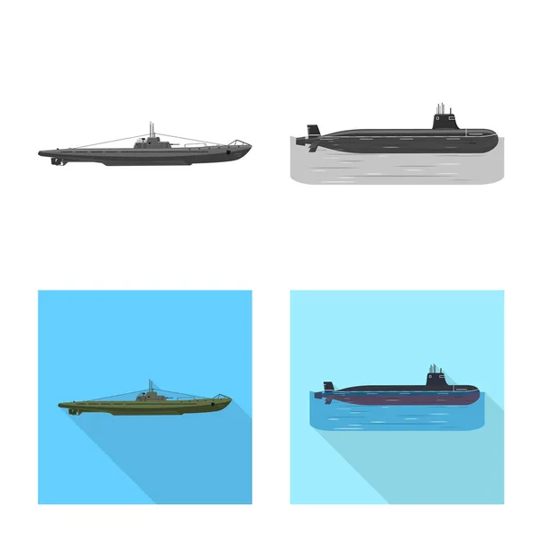 Vector ontwerp van oorlog en schip symbool. Verzameling van oorlog en vloot vector pictogram voor voorraad. — Stockvector