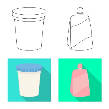 Vektör Illustration organik ve laktoz işareti. Web için organik ve çiftlik Stok sembolü koleksiyonu.