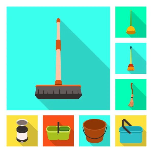 Objet isolé de nettoyage et logo du ménage. Ensemble d'icône vectorielle de nettoyage et de lavage pour stock . — Image vectorielle