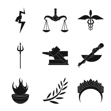 Din ve mitlerin temsili simgesi. Stok için din ve Yunanca vektör simgesi.