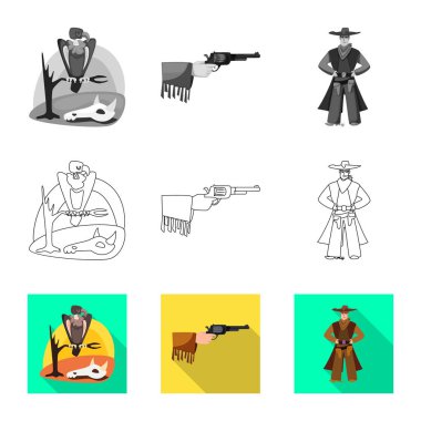 Texas ve Tarih logosu izole nesne. Set Texas ve kültür vektör simgesi stok için.