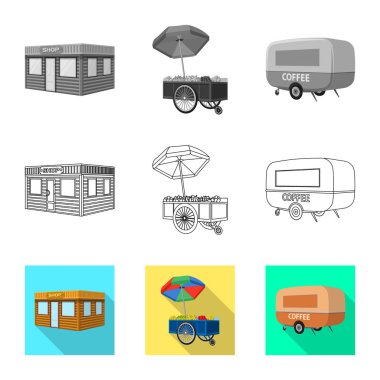 Pazarlama ve çadır işareti izole nesne. Pazarlama ve açık stok vektör çizim seti.