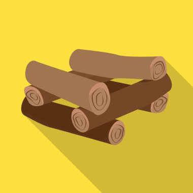 Kütük ve odun işaretlerinin vektör tasarımı. Stok için günlük ve ana vektör simgesi kümesi.