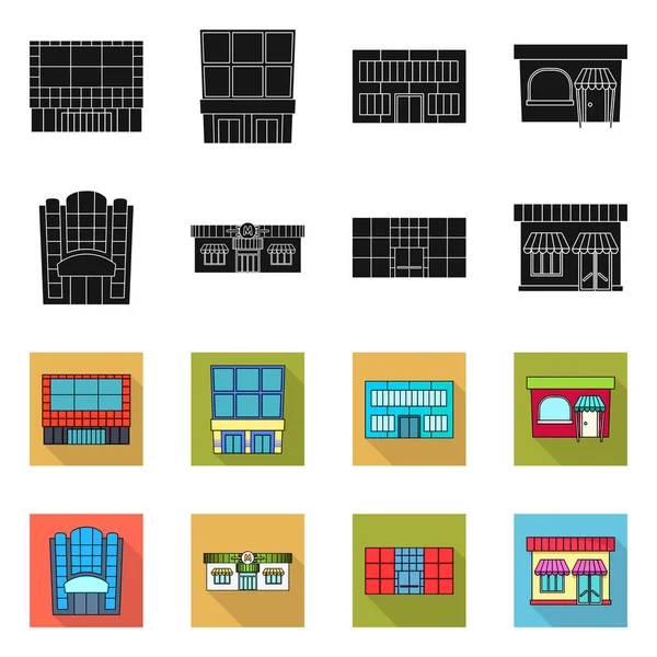 Векторный дизайн супермаркета и логотипа здания. Коллекция иконки супермаркета и местного вектора на складе . — стоковый вектор