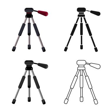 Tripod ve destek logosunun vektör çizimi. Tripod seti ve stok vektör çizimi.