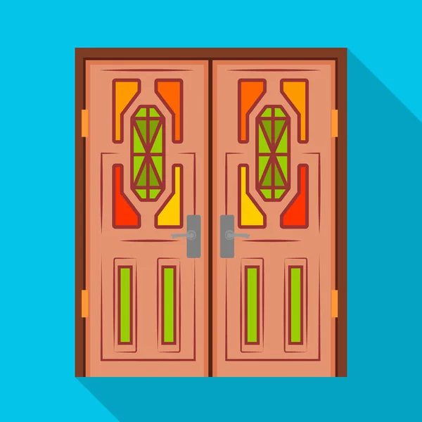 Векторный дизайн двери и деревянного логотипа. Набор дверных и входных векторных значков для склада . — стоковый вектор