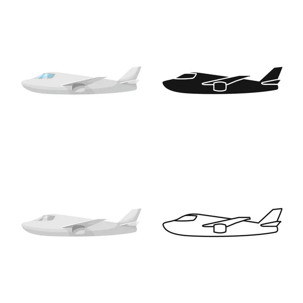 Diseño vectorial de plano y signo blanco. Colección de avión y ala símbolo de stock para la web . — Vector de stock