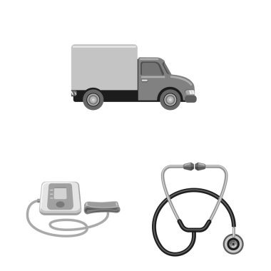 Eczane ve hastane logosu yalıtılmış nesne. Eczane ve iş hisse senedi vektör çizim topluluğu.