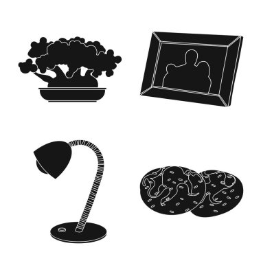 Rüyalar ve gece işareti vektör tasarımı. Rüyalar ve hisse senedi için yatak odası vektör simge koleksiyonu.