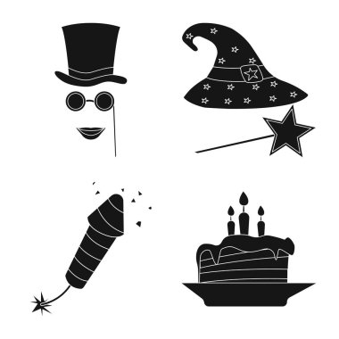 Parti ve Doğum günü simge vektör Illustration. Web için kutlama ve parti hisse senedi simgesi kümesi.