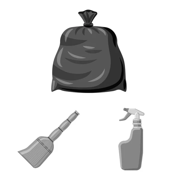 Ilustracja wektorowa symbolu czyszczenie i serwis. Zbiór artykułów gospodarstwa domowego i czyszczenia wektor ikona na magazynie. — Wektor stockowy