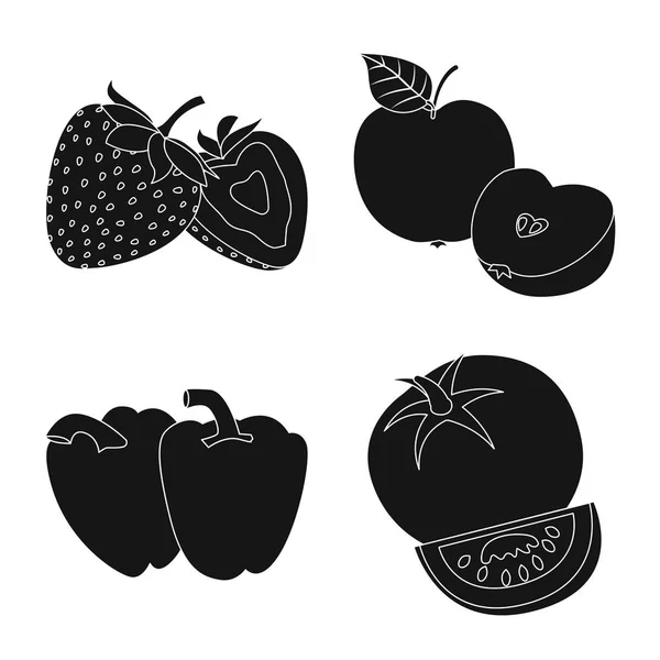 Objet isolé de légumes et fruits signe. Collection de légumes et de légumes symbole de stock pour la toile . — Image vectorielle