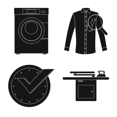 Çamaşırhane ve temiz simge vektör tasarımı. Çamaşır ve giysi hisse senedi vektör çizim topluluğu.