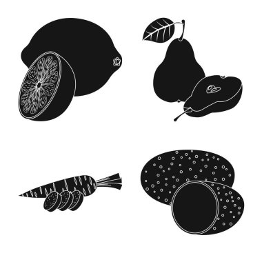 Sebze ve meyve simge vektör tasarımı. Sebze ve vejeteryan hisse senedi vektör çizim topluluğu.