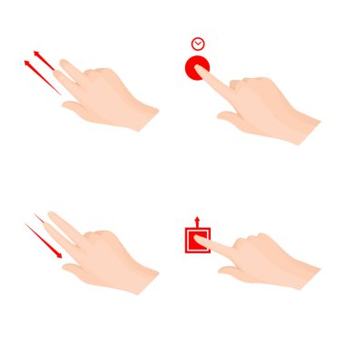 Dokunmatik ve el simge vektör Illustration. Dokunmatik ekran ayarla ve stok için vektör simgeye dokunun.