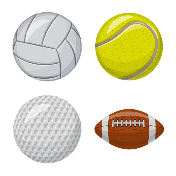 Oggetto isolato di sport e logo palla. Raccolta di icone sportive e vettoriali atletiche per stock . — Vettoriale Stock
