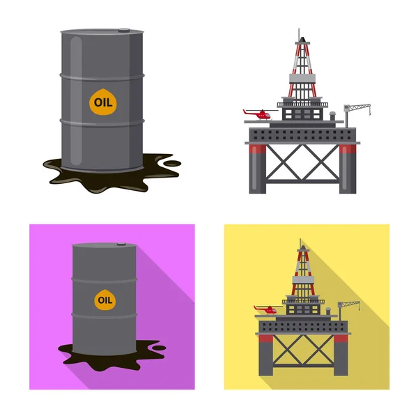 Illustrazione vettoriale del simbolo di petrolio e gas. Raccolta dell'illustrazione vettoriale del petrolio e della benzina . — Vettoriale Stock