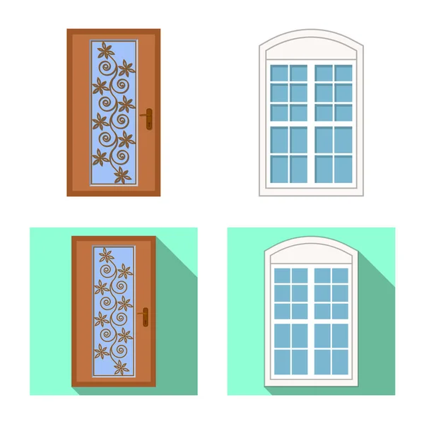 Diseño vectorial de puerta y símbolo frontal. Colección de puerta y madera símbolo de stock para web . — Vector de stock