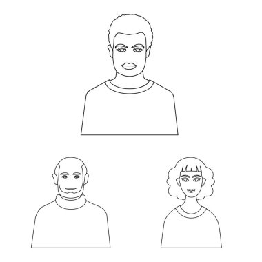 Karakter ve avatar işareti vektör tasarımı. Web için karakter ve kişi hisse senedi simgesi kümesi.
