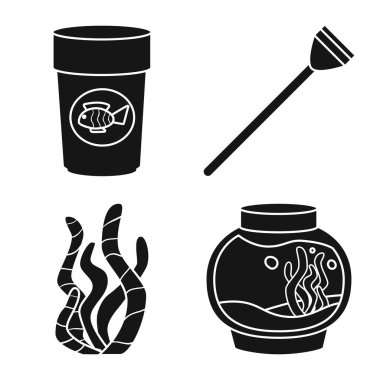 Dekoratif ve iç logonun vektör tasarımı. Stok için dekoratif ve aqua vektör simgesi koleksiyonu.