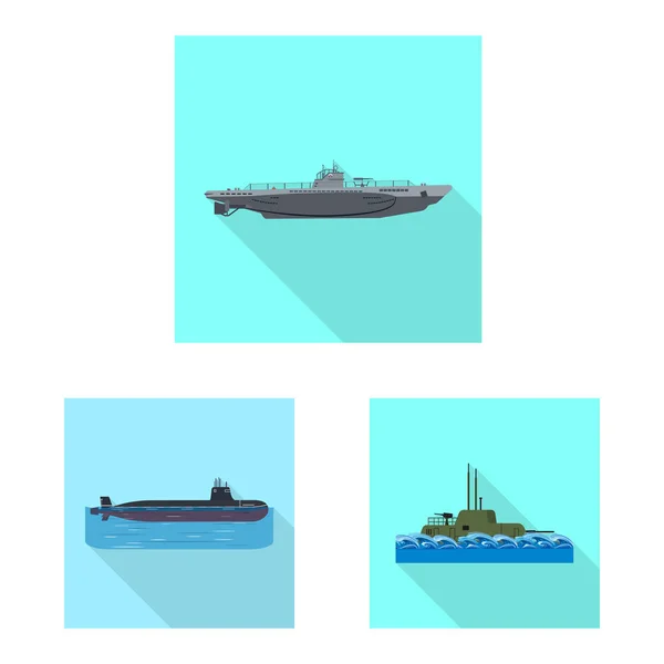 सैन्य और परमाणु प्रतीक के वेक्टर चित्रण। सैन्य और जहाज स्टॉक वेक्टर चित्र का सेट . — स्टॉक वेक्टर
