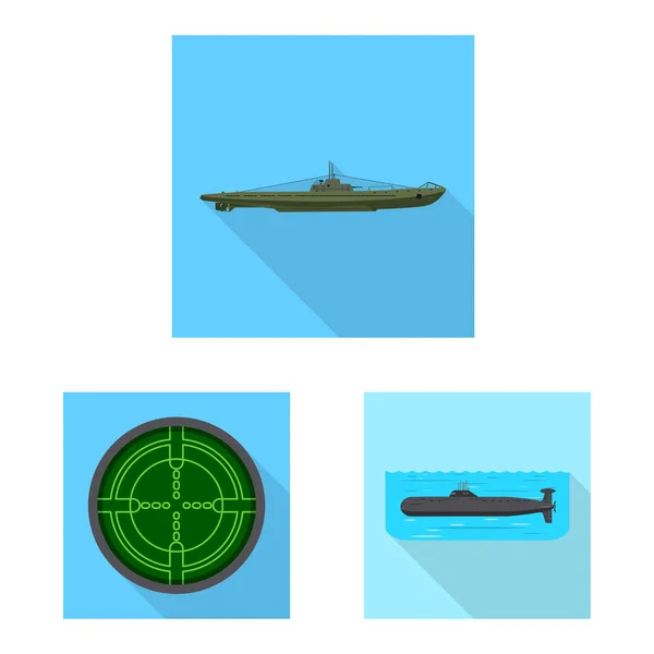 Isoliertes Objekt militärischer und nuklearer Symbole. Set von Militär- und Schiffsvektorillustrationen. — Stockvektor