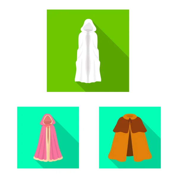 Geïsoleerde object van materiaal en kleding pictogram. Verzameling van materiaal en kledingstuk voorraad vectorillustratie. — Stockvector