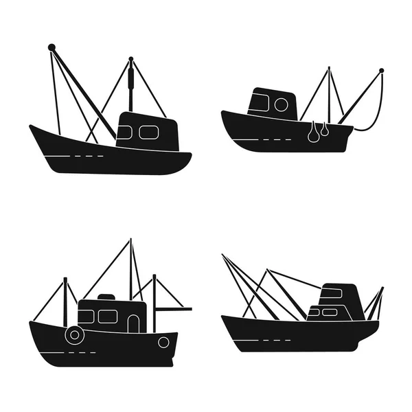 Illustrazione vettoriale di spedizione e segno yacht. Raccolta di spedizione e stock di pesca simbolo per il web . — Vettoriale Stock