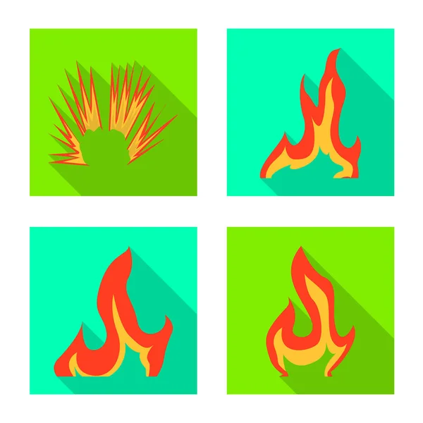 Parlak ve tehlikeli logo vektör tasarımı. Stok için parlak ve orman yangını vektör simgesi kümesi. — Stok Vektör