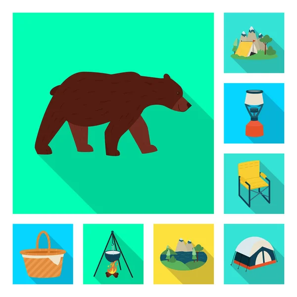 Vector design of trekking and wildlife icon. Collection of trekking and leisure stock vector illustration. — Stock Vector
