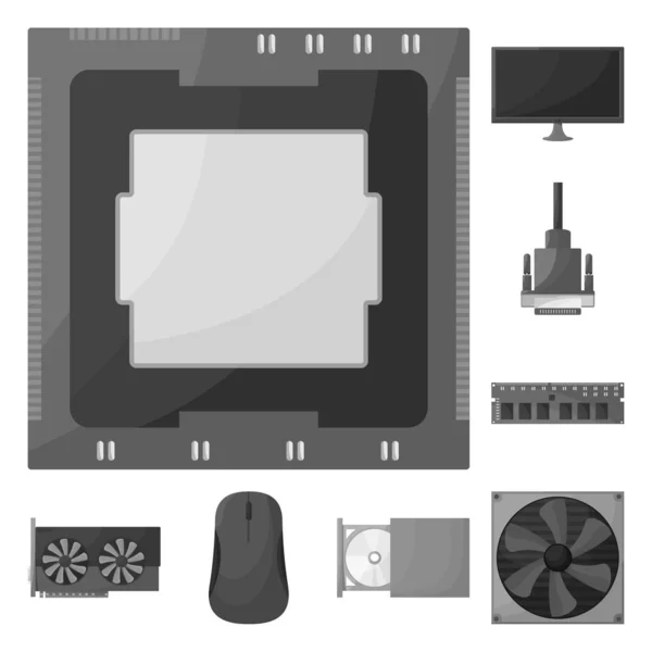 Vektorová ilustrace ikony plochy a technologie. Sada ikon pro stolní počítače a vektor zařízení. — Stockový vektor