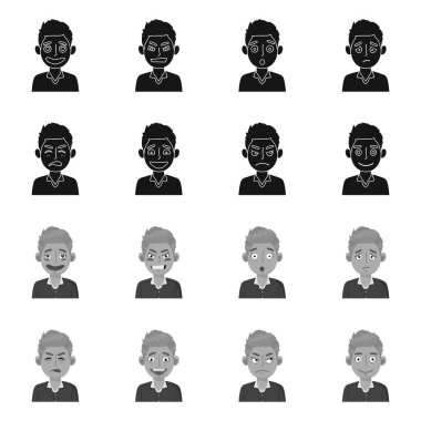 Yüz ve erkek ikonunun vektör tasarımı. Stok vektör illüstrasyonunun yüz ve ifade koleksiyonu.