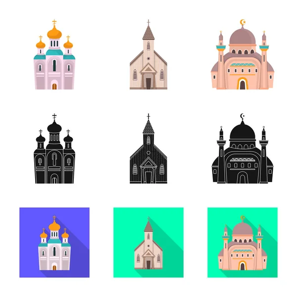 Isolerade objekt av kult och tempel ikon. Set med kult-och församlings vektor ikon för lager. — Stock vektor