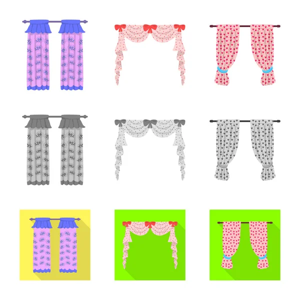 Perde ve perdeler simge vektör tasarımı. Set perde ve Panjur vektör simgesi stok için.