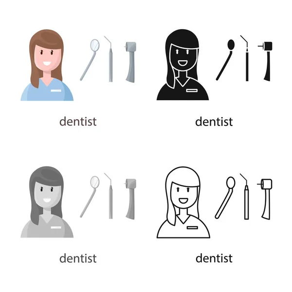 Objeto aislado del icono del dentista y la mujer. Conjunto de dentista y dientes stock vector ilustración . — Archivo Imágenes Vectoriales