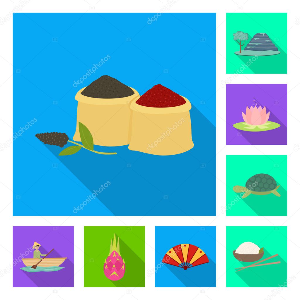 Isolated object of country and asia icon. Collection of country and oriental stock symbol for web.