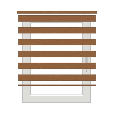 Jaluzi ve roll sembolünün vektör illüstrasyonu. Stok için jaluzi ve ahşap vektör simgesi grafiği.