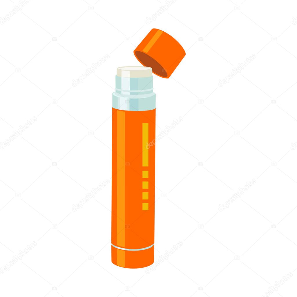Vector illustration of bottle and stick icon. Graphic of bottle and super stock symbol for web.