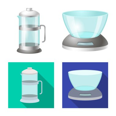 Mutfak ve yemek simge vektör tasarımı. Hisse senedi için mutfak ve cihazı vektör simge topluluğu.