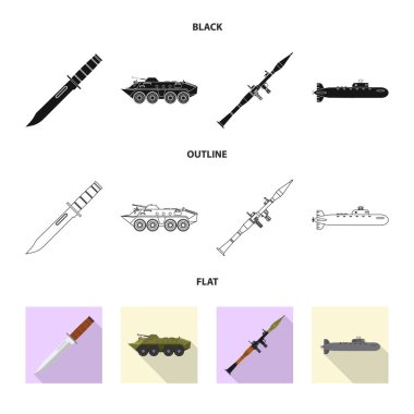 Silah ve silah işareti tasarımını vektör. Web için silah ve ordu hisse senedi simgesi kümesi.