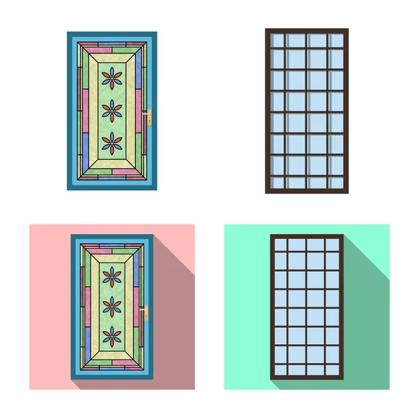 Illustration vectorielle du logo de la porte et du devant. Ensemble de porte et symbole de stock en bois pour toile . — Image vectorielle